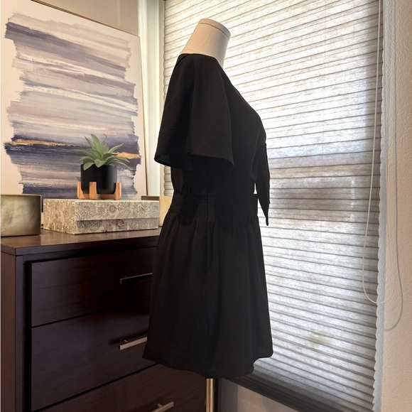 NWOT Black Aoysky Romper, Loose Tie Front, V Neck, Wide Leg. Size Small - Picture 6 of 7